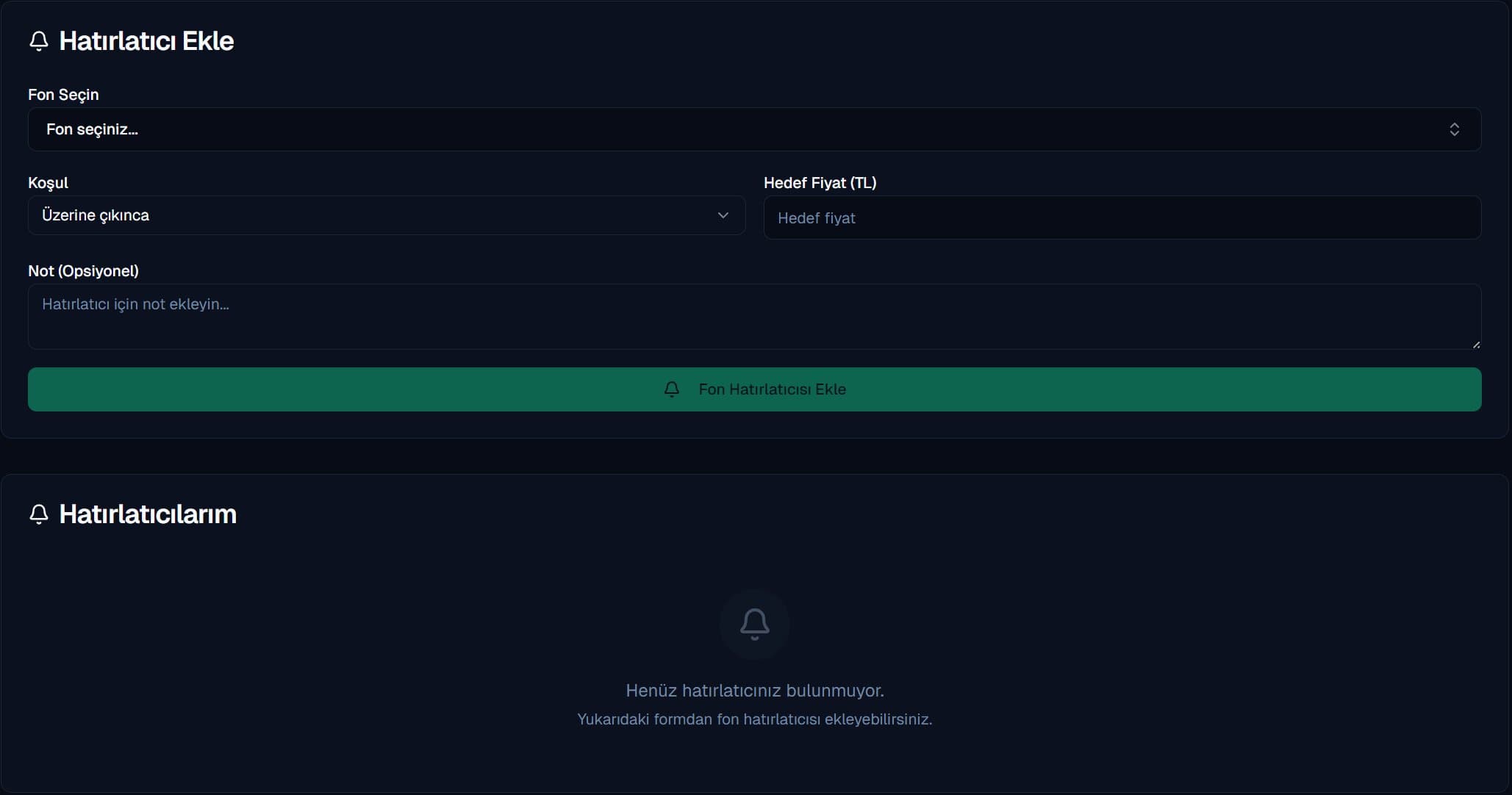Fonluk Hatırlatıcılar Ekranı
